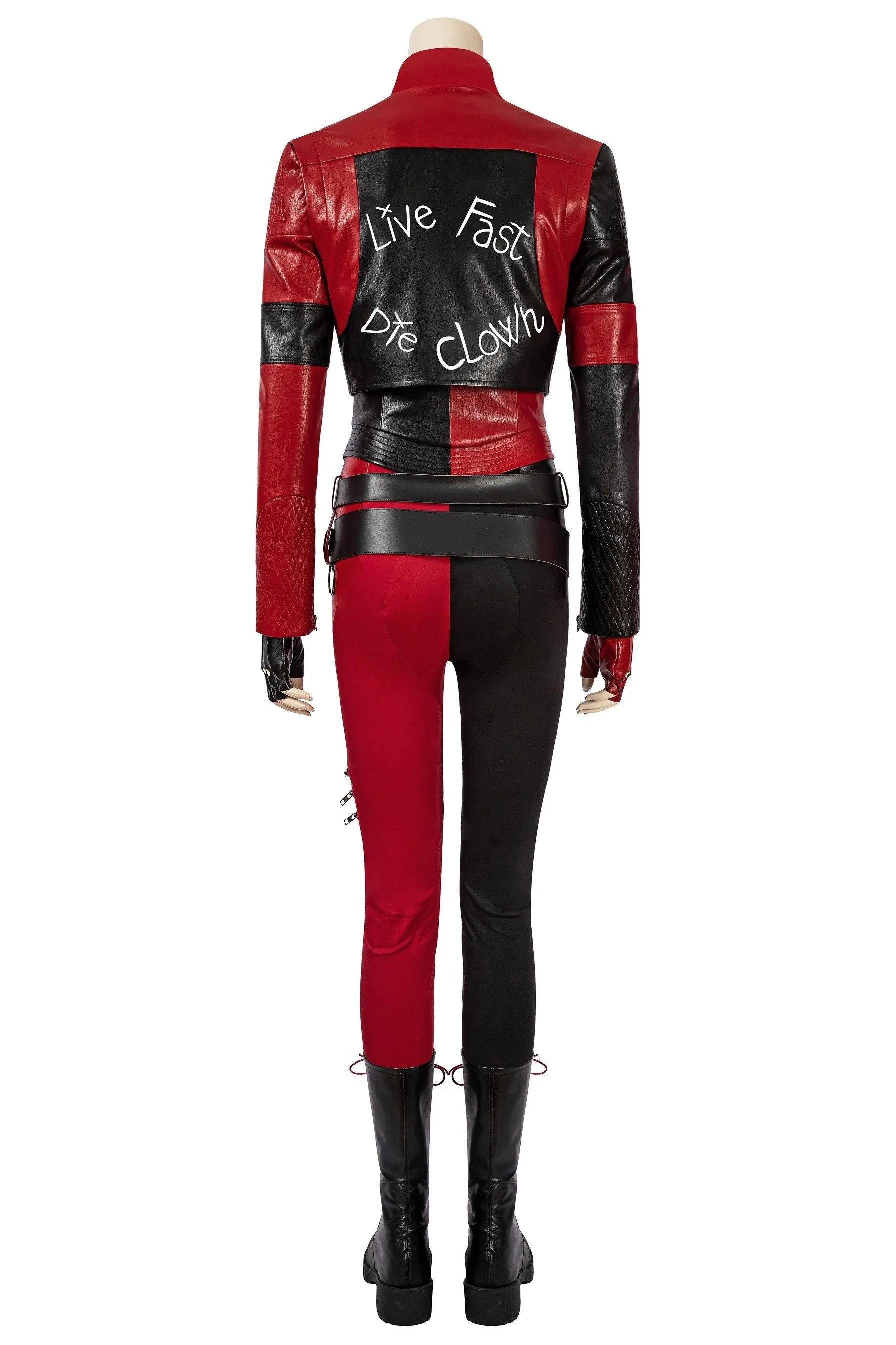 Handmade Suicide 2 Harley Quinn Full Costume | Red & Black Jester Punk Cosplay Outfit Set Options