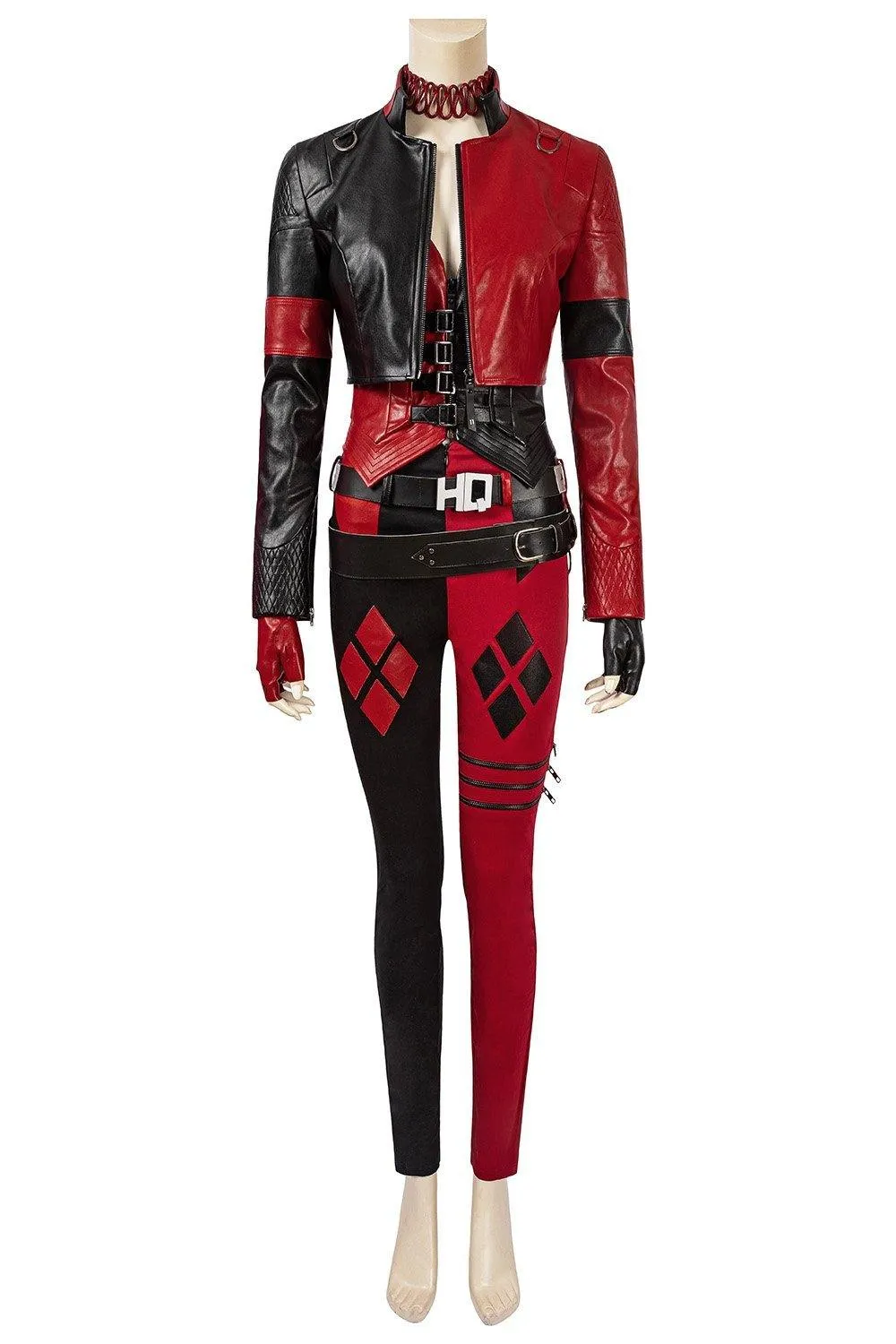 Handmade Suicide 2 Harley Quinn Full Costume | Red & Black Jester Punk Cosplay Outfit Set Options