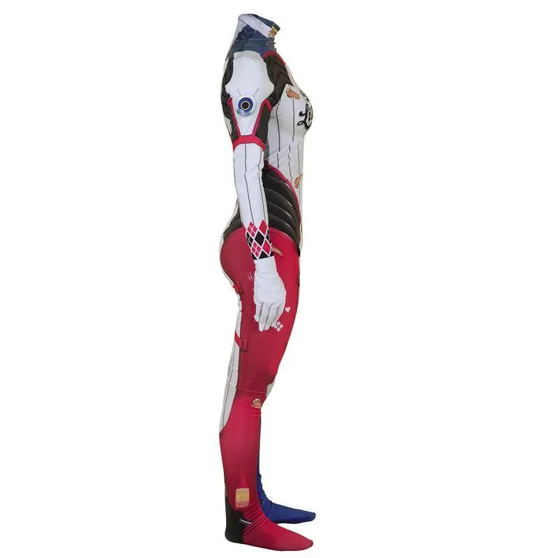 Harley Quinn D.VA Skin Cosplay Costume Bodysuit (Adult & Kids Sizes)