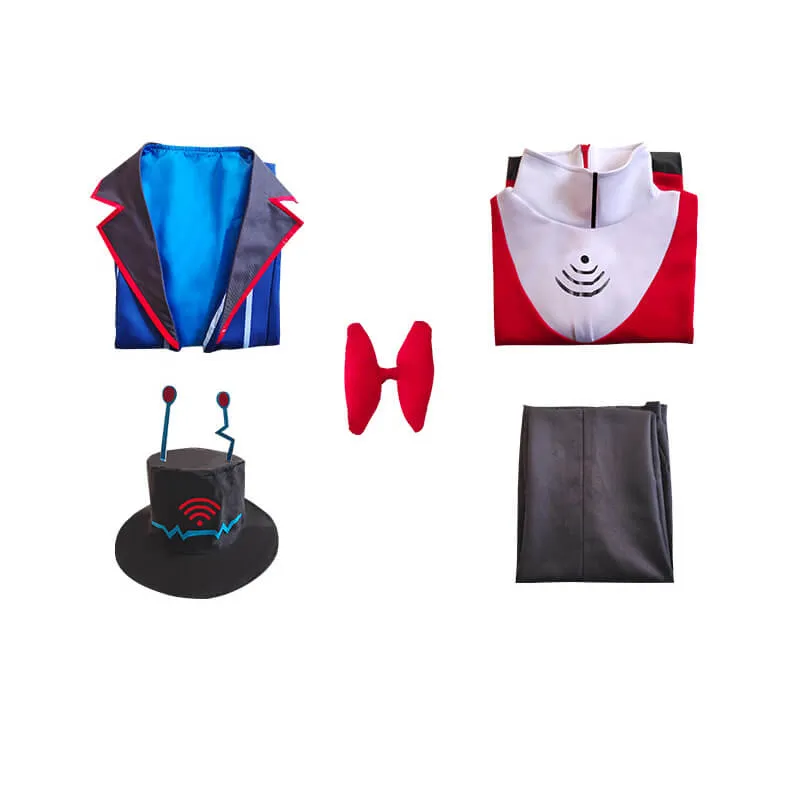 Hazbin Hotel Vox Blue Suit Cosplay Uniform Anime Halloween Vox Costume Online