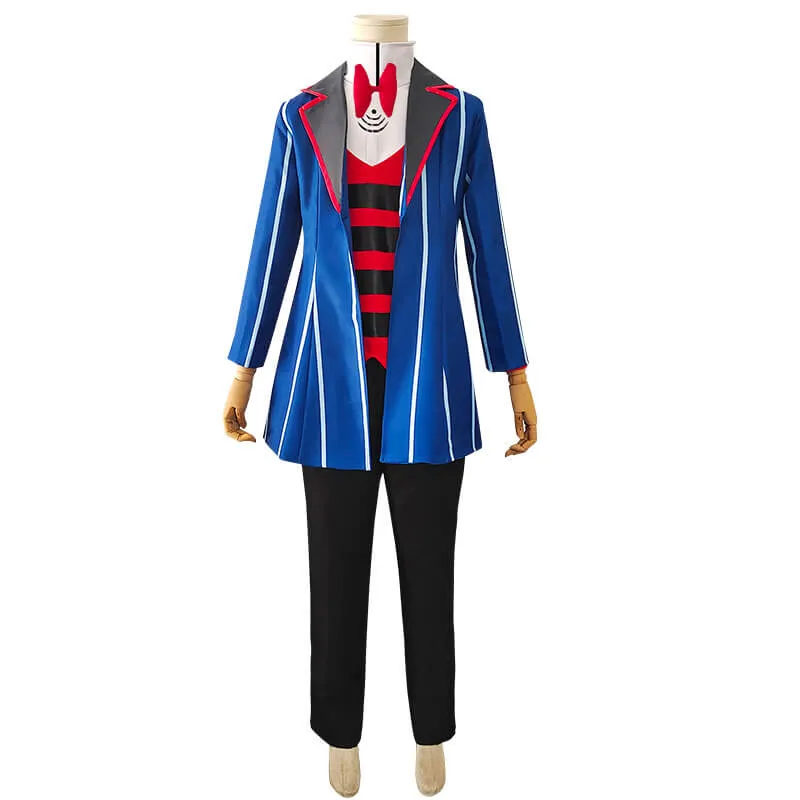 Hazbin Hotel Vox Blue Suit Cosplay Uniform Anime Halloween Vox Costume Online