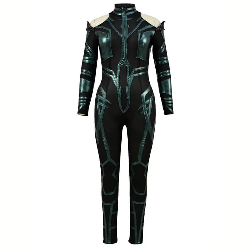 Hela Costume Thor 3 Ragnarok Women Halloween Bodysuit Cloak Cosplay Suit