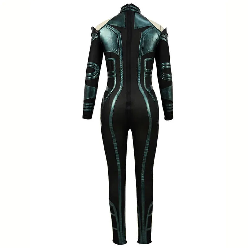 Hela Costume Thor 3 Ragnarok Women Halloween Bodysuit Cloak Cosplay Suit