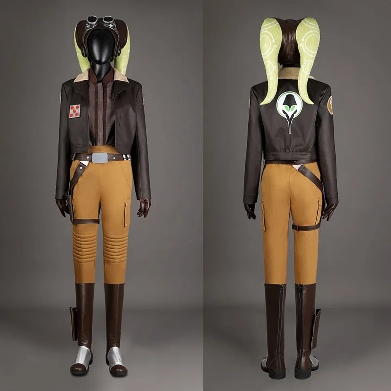 Hera Syndulla Cosplay Star Wars Ahsoka Tano Costume Brown Leather Suit