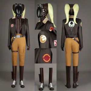 Hera Syndulla Cosplay Star Wars Ahsoka Tano Costume Brown Leather Suit