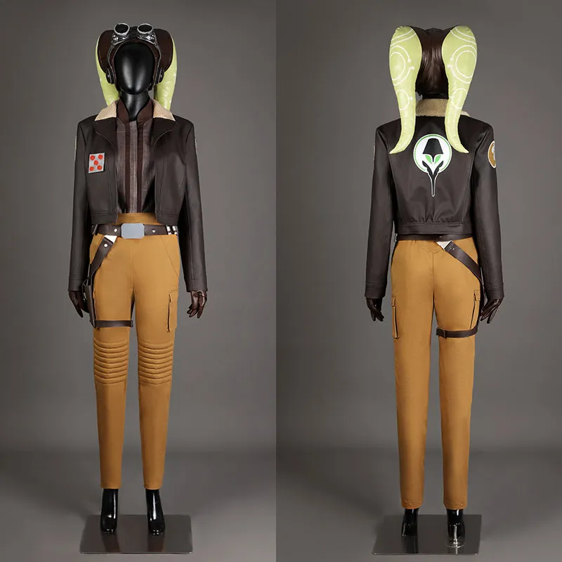 Hera Syndulla Cosplay Star Wars Ahsoka Tano Costume Brown Leather Suit