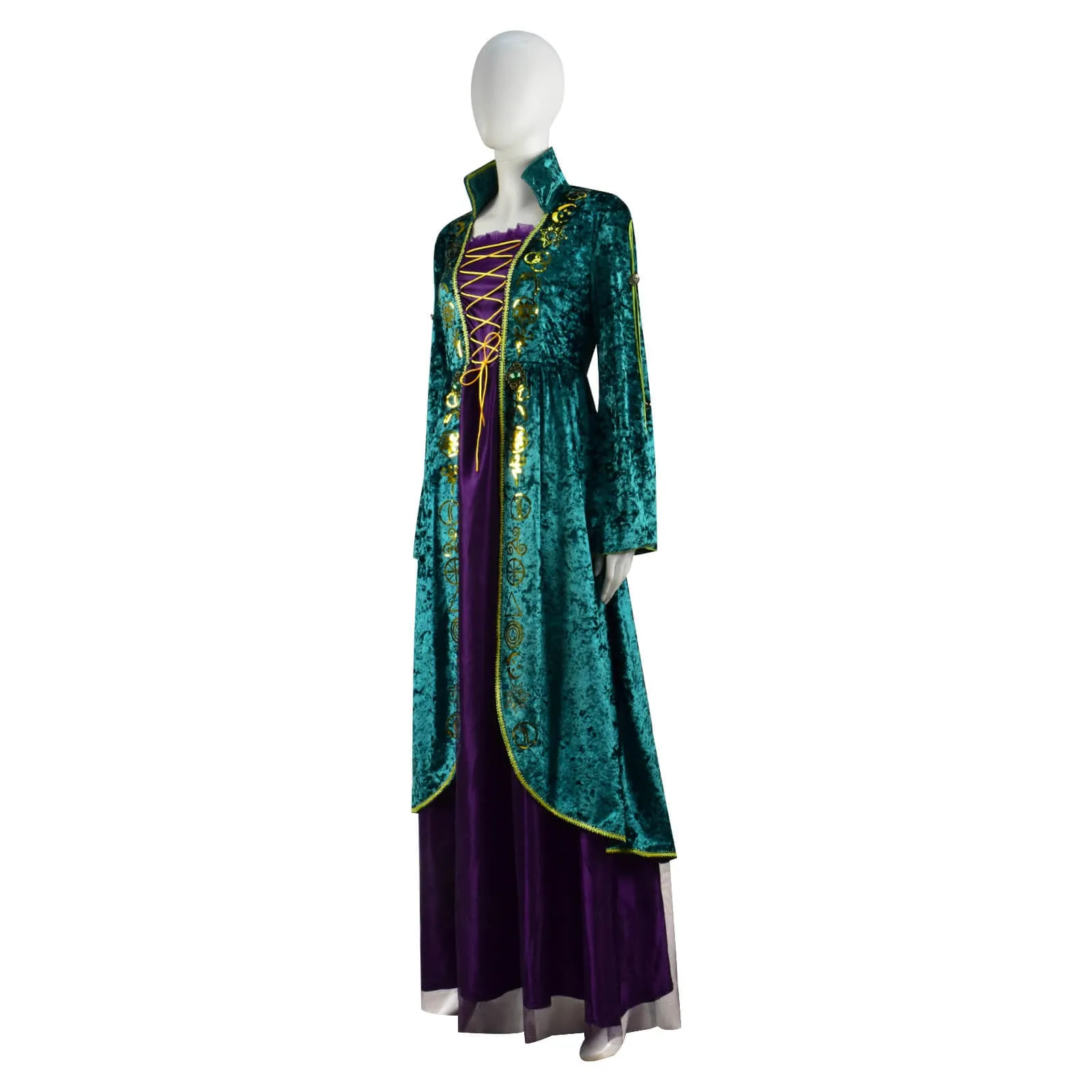 Hocus Pocus Winifred Sanderson Halloween Dress Suit Cosplay Costume Outfit with Wig