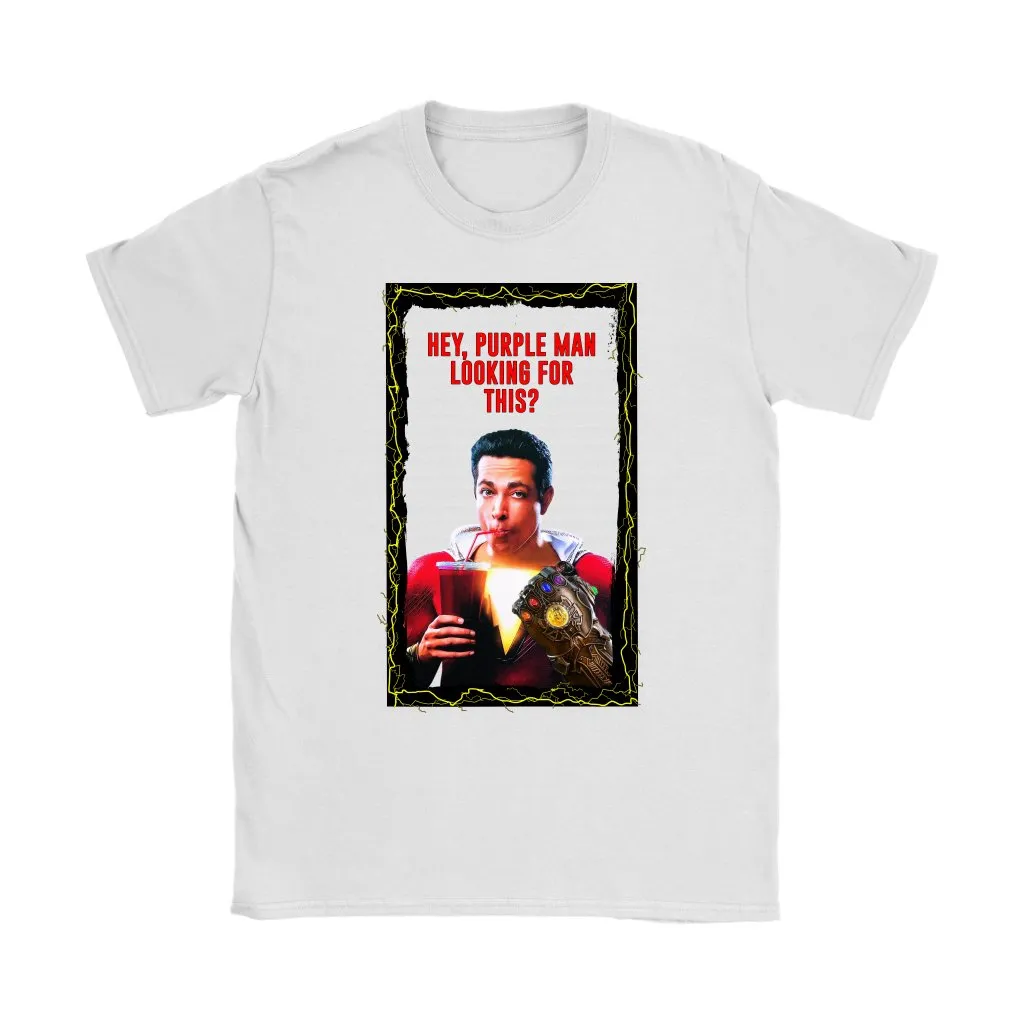 Inspired by Shazam Movie Parody Poking Fun at Thanos Womens Shirt