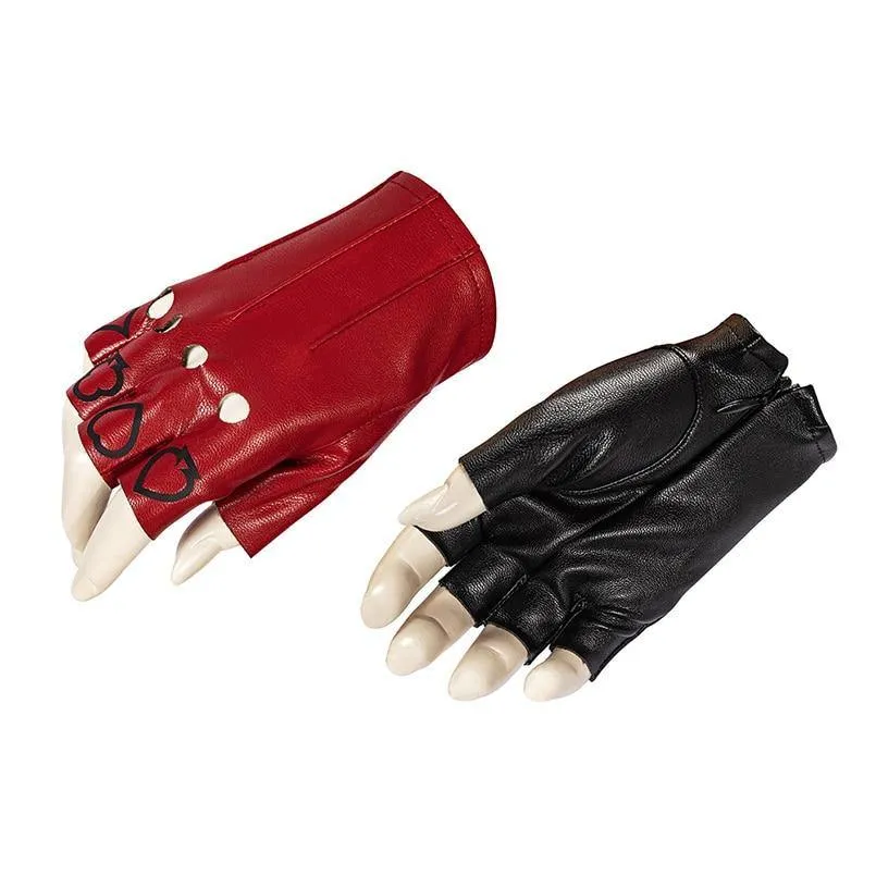 Inspired Suicide 2 Harley Quinn Gloves | Red And Black Cosplay Costume Half Fingered Glove