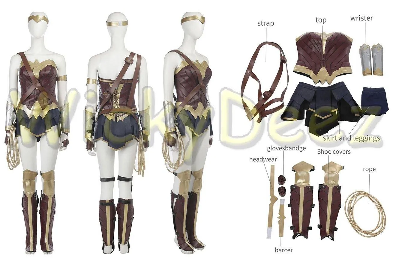 Inspired Wonder Woman Justice League Cosplay Costume Boot Covers & Lasso (Alternate Version)