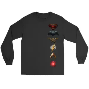 Justice League 2017 Gildan Long Sleeve Cotton Tee (Side Symbol Logo Edition)