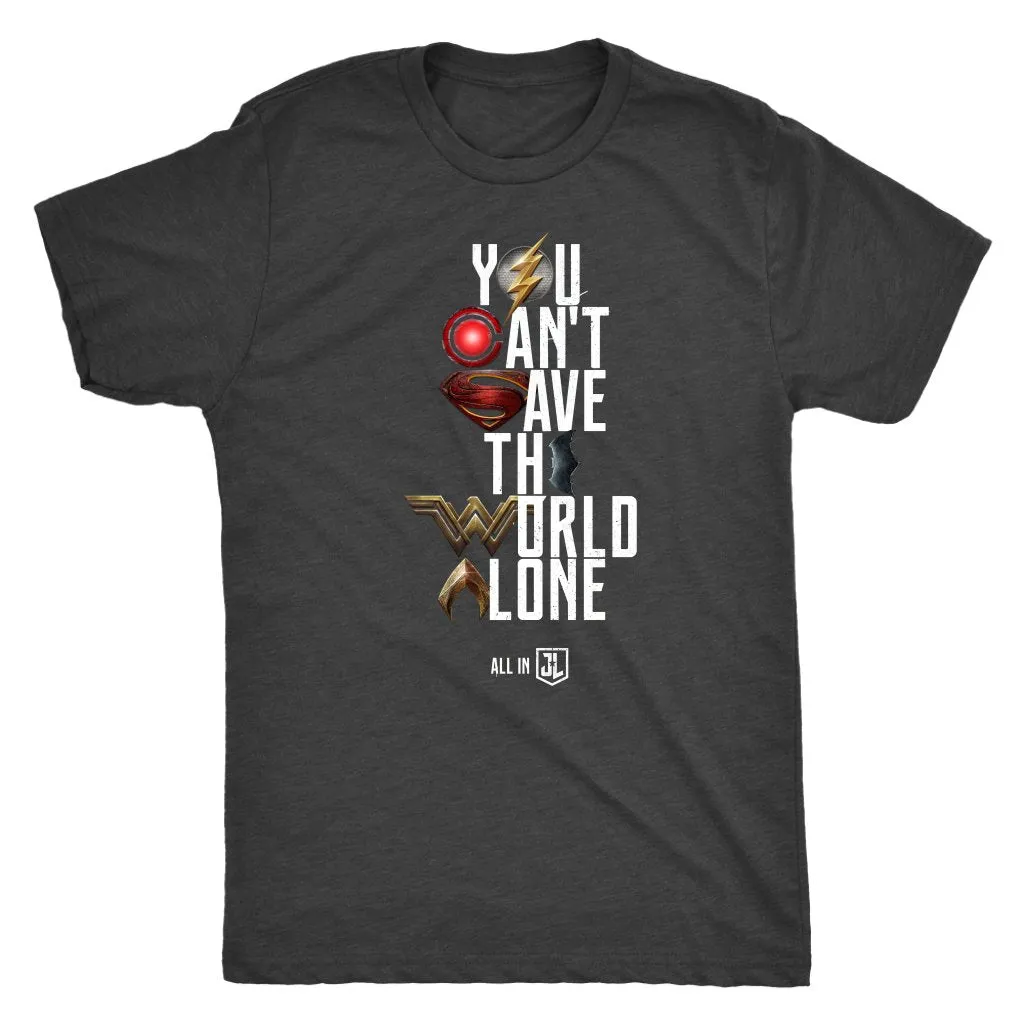 Justice League 2017 You Can't Save the World Alone - Mens SIZE 3XL T-Shirt (Movie Symbol Version)