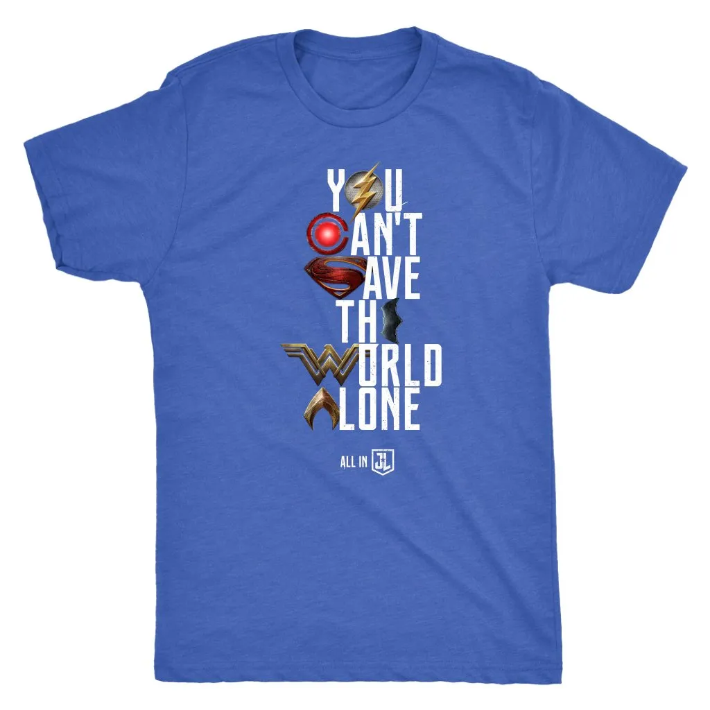 Justice League 2017 You Can't Save the World Alone - Mens SIZE 3XL T-Shirt (Movie Symbol Version)
