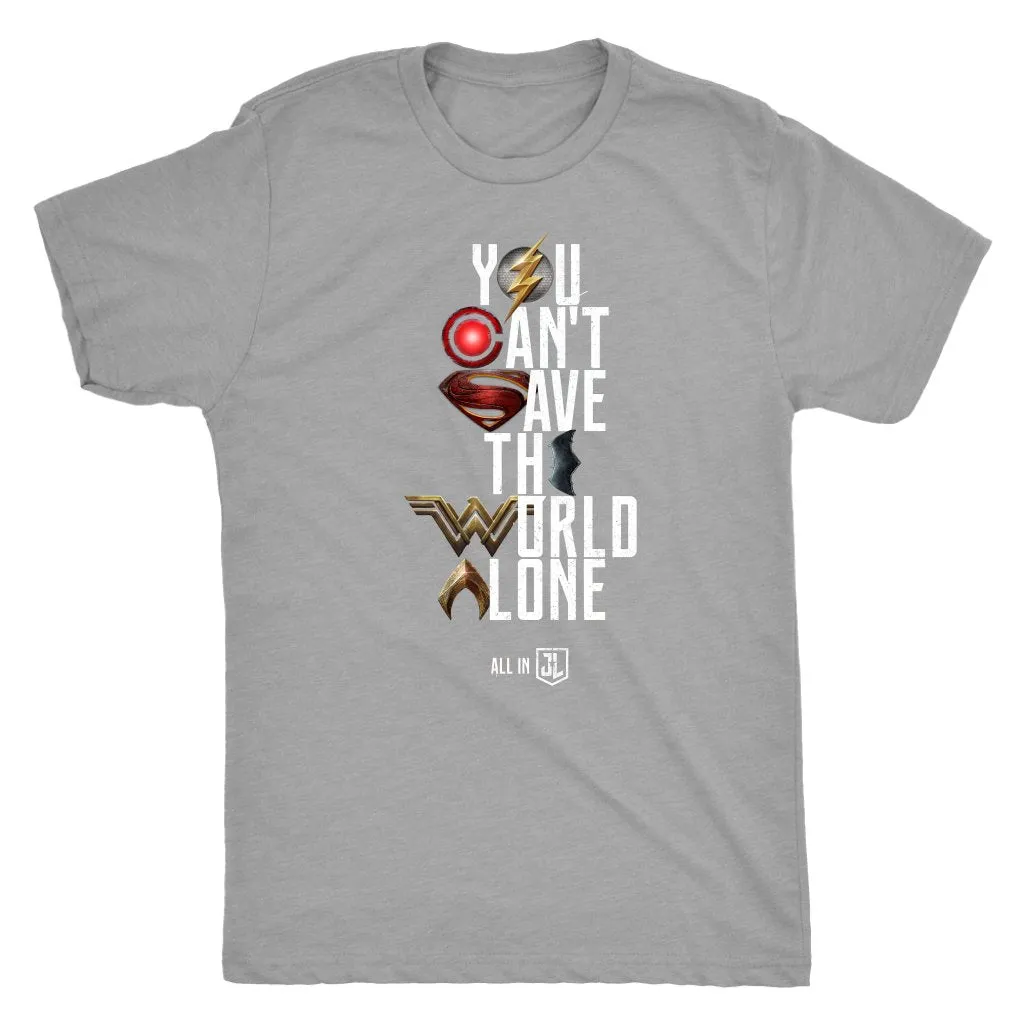 Justice League 2017 You Can't Save the World Alone - Mens SIZE 3XL T-Shirt (Movie Symbol Version)