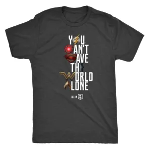 Justice League 2017 You Can't Save the World Alone - Mens SIZE 3XL T-Shirt (Movie Symbol Version)