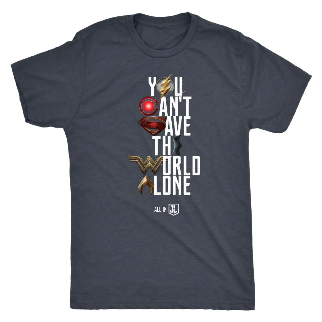 Justice League 2017 You Can't Save the World Alone - Mens SIZE 3XL T-Shirt (Movie Symbol Version)