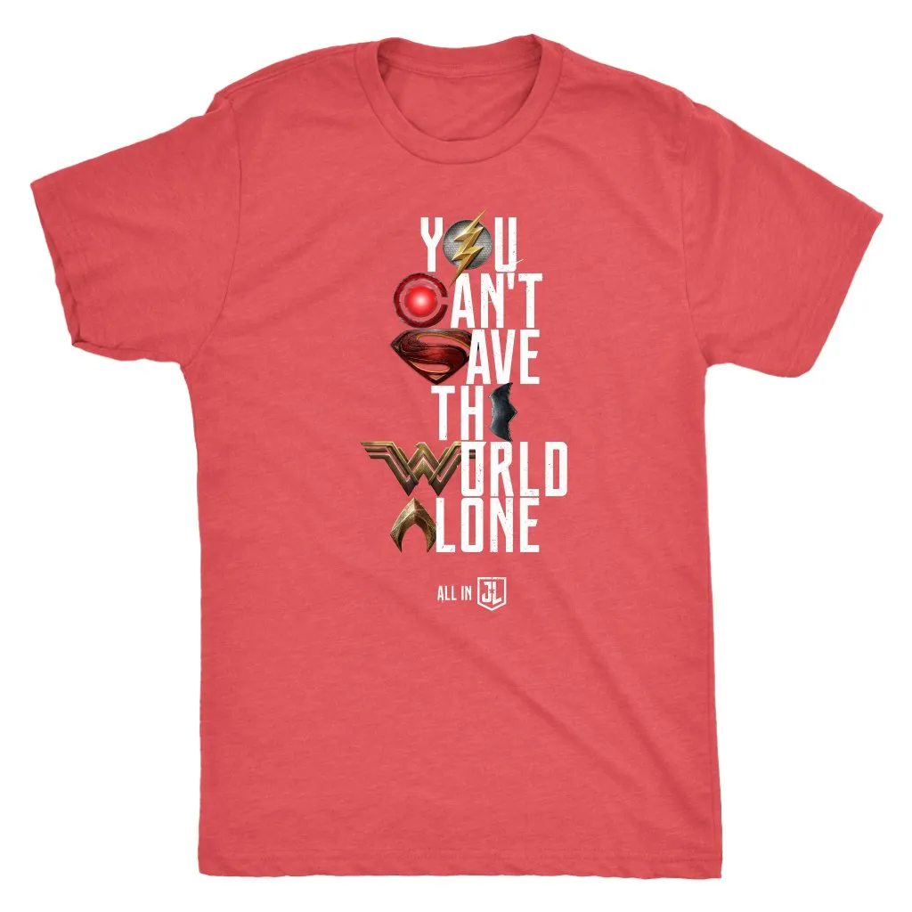 Justice League 2017 You Can't Save the World Alone - Mens SIZE 3XL T-Shirt (Movie Symbol Version)
