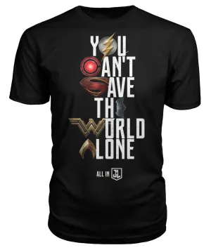 Justice League Movie Tee | You Can't Save the World Alone T-Shirt Symbol Edition - Black Unisex Tee