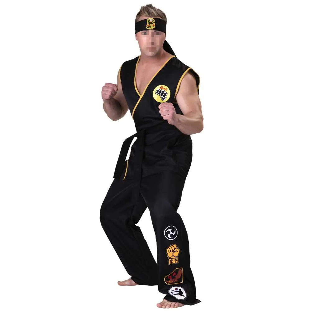 Karate Kid Cobra Kai Halloween Costume Sleeveless Shirt Pants Cosplay Jumpsuit