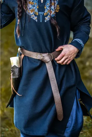 Kendall Celtic Embossed Leather Ring Belt
