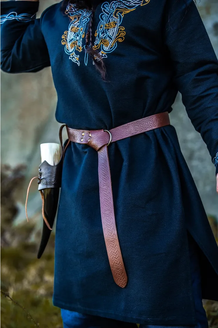Kendall Celtic Embossed Leather Ring Belt