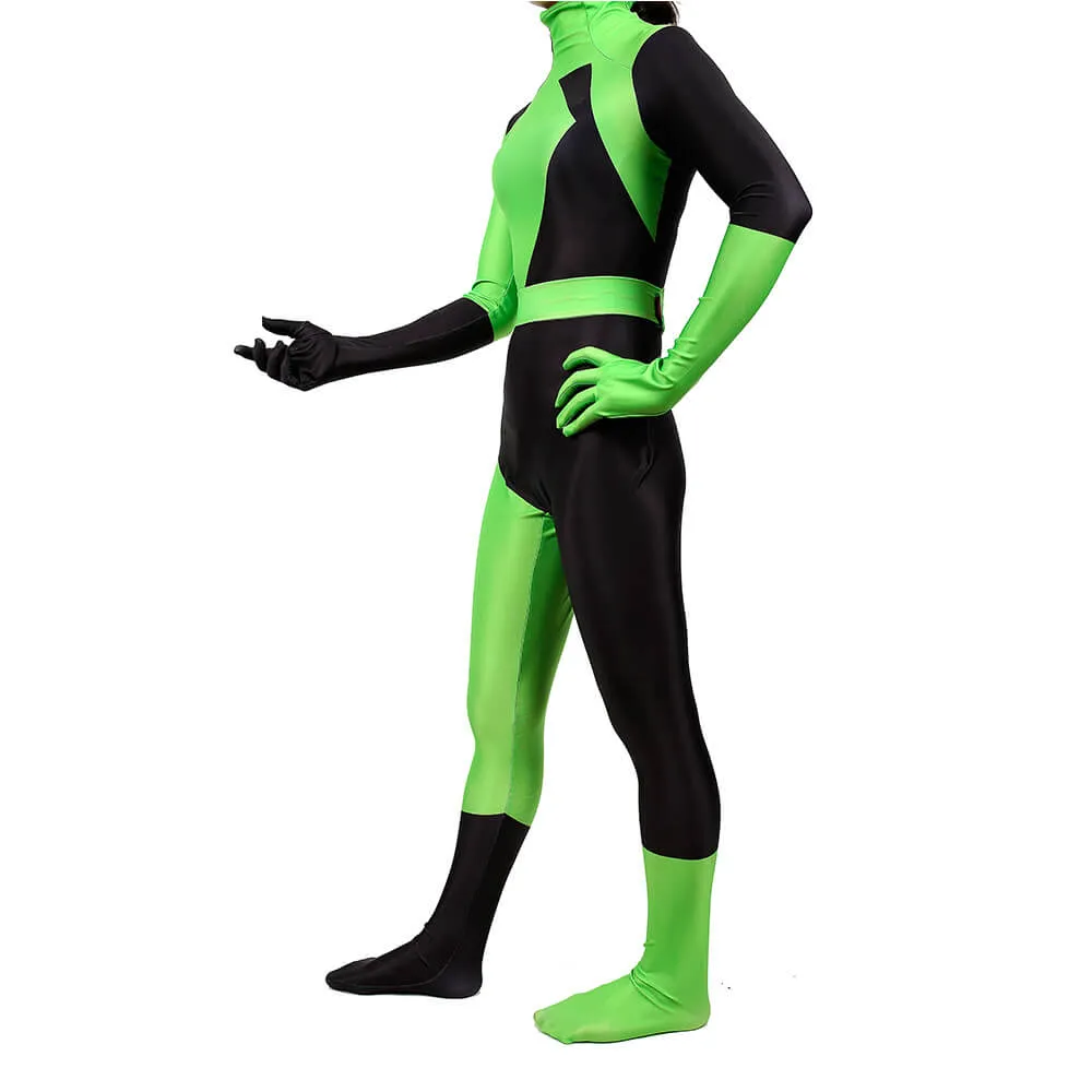 Kids Halloween Costumes Kim Possible Shego Costume Jumpsuit Bodysuit Girls Green Cosplay