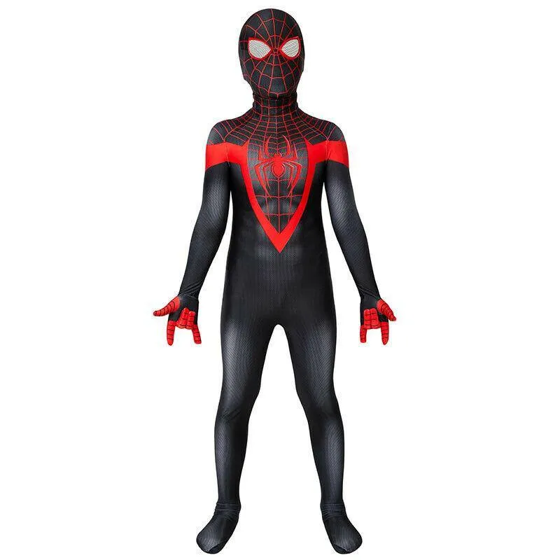 Kids PS5 Spiderman Miles Morales Jumpsuit Playstation 5 Cosplay Full Costume Set