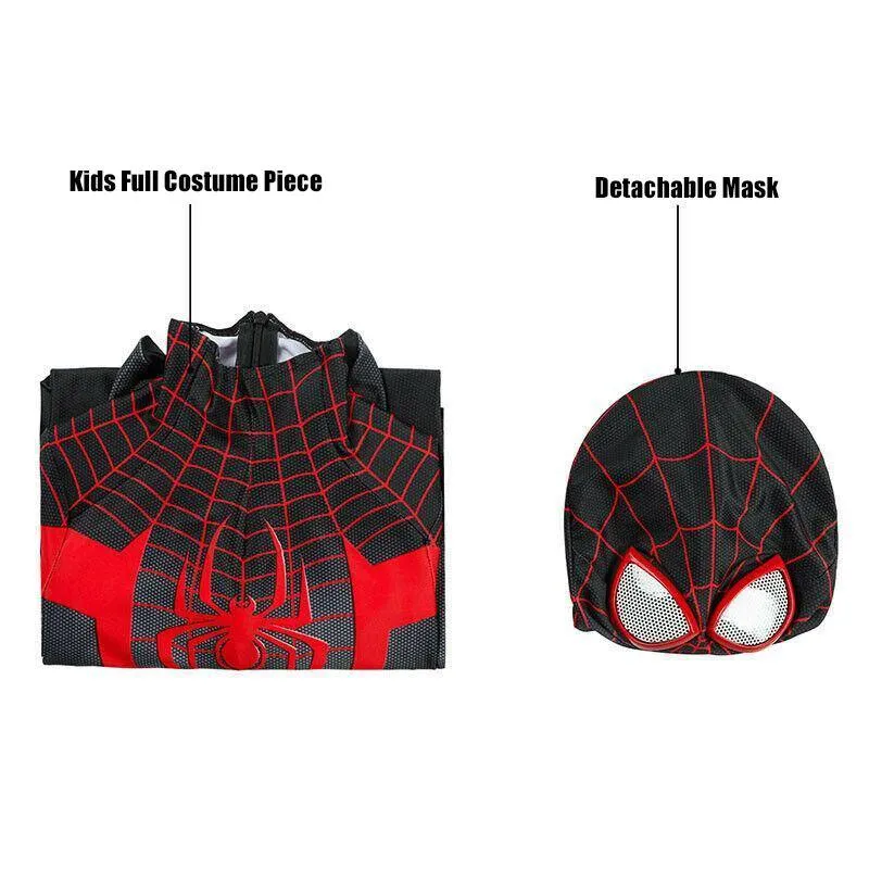 Kids PS5 Spiderman Miles Morales Jumpsuit Playstation 5 Cosplay Full Costume Set