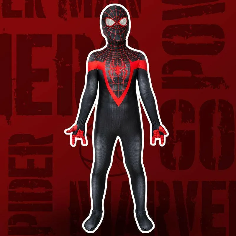 Kids PS5 Spiderman Miles Morales Jumpsuit Playstation 5 Cosplay Full Costume Set