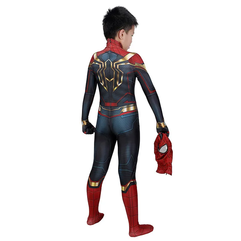 Kids Spiderman Costume Spider-man No Way Home Cosplay Costume Red gold Jumpsuit
