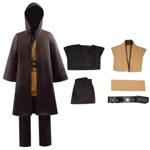 Kids Star Wars Costumes Obi-Wan Cosplay Costume Jedi Tunic Cloak Robe Full Set Outfit