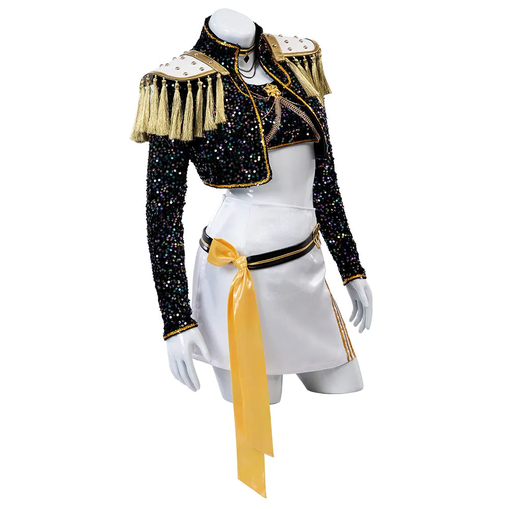 Kpop Demon Hunters Mira Black Gold Dance Cosplay Costume Halloween Fancy Outfit ACcosplay