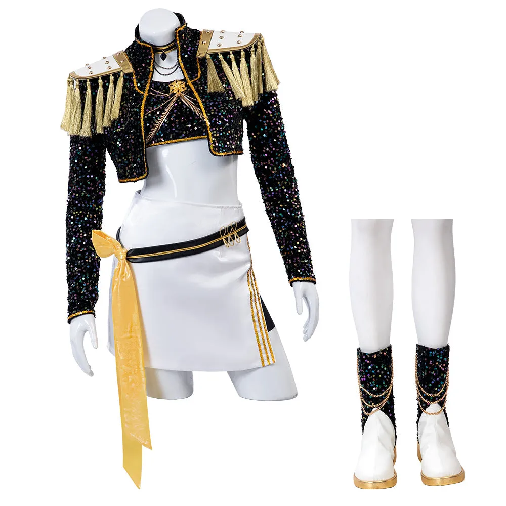 Kpop Demon Hunters Mira Black Gold Dance Cosplay Costume Halloween Fancy Outfit ACcosplay