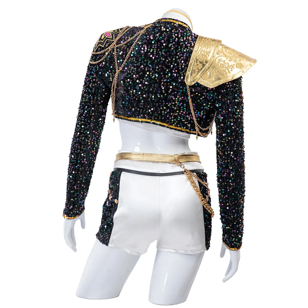 Kpop Demon Hunters Rumi Black Gold Dance Cosplay Costume Halloween Fancy Outfit ACcosplay