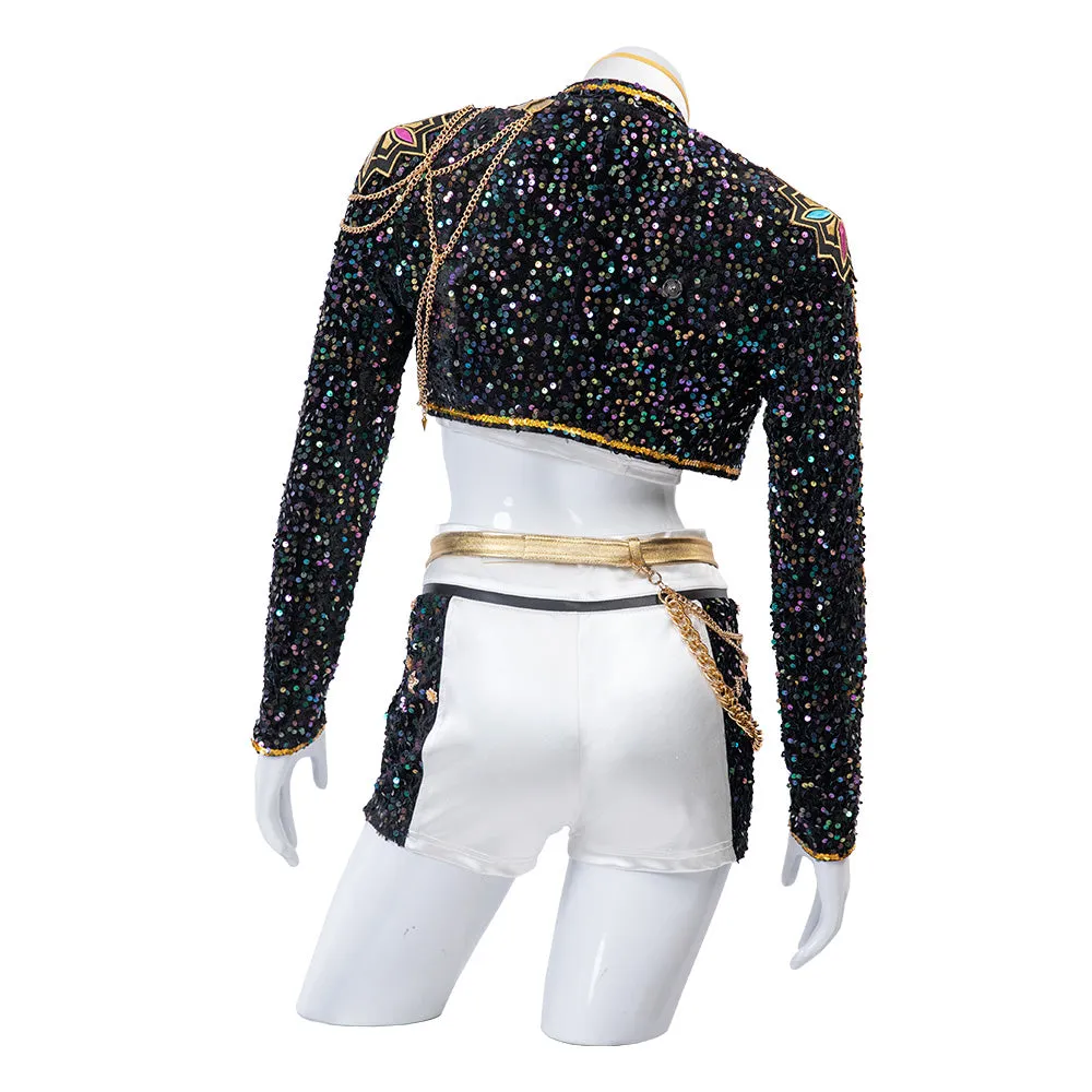 Kpop Demon Hunters Rumi Black Gold Dance Cosplay Costume Halloween Fancy Outfit ACcosplay