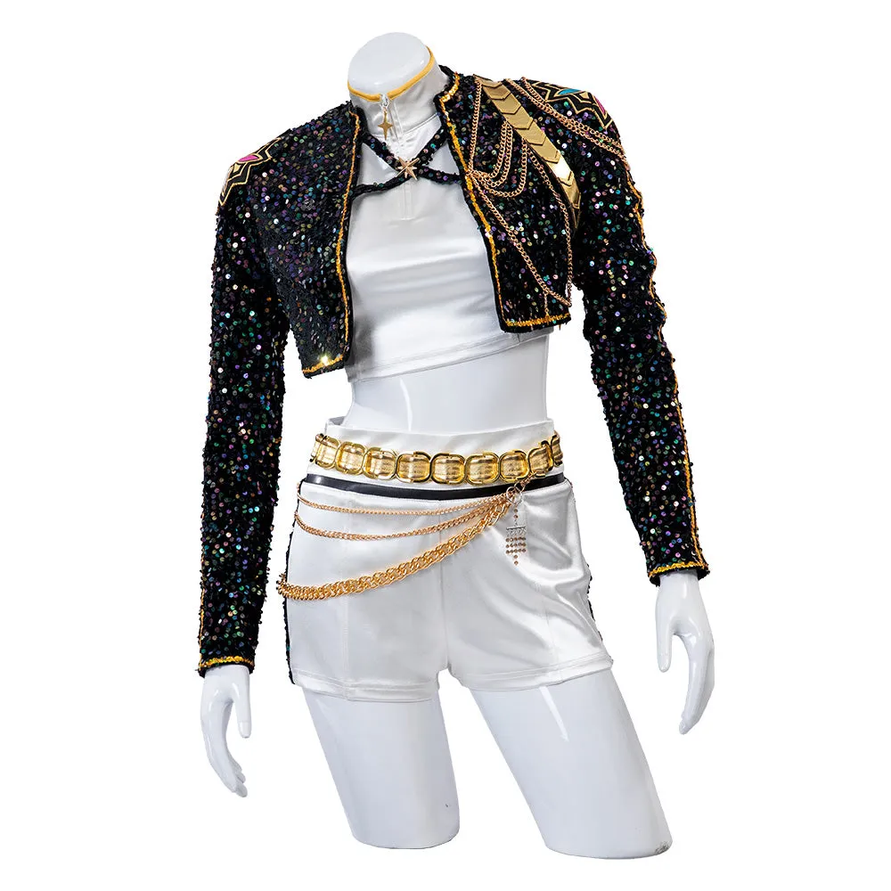 Kpop Demon Hunters Rumi Black Gold Dance Cosplay Costume Halloween Fancy Outfit ACcosplay