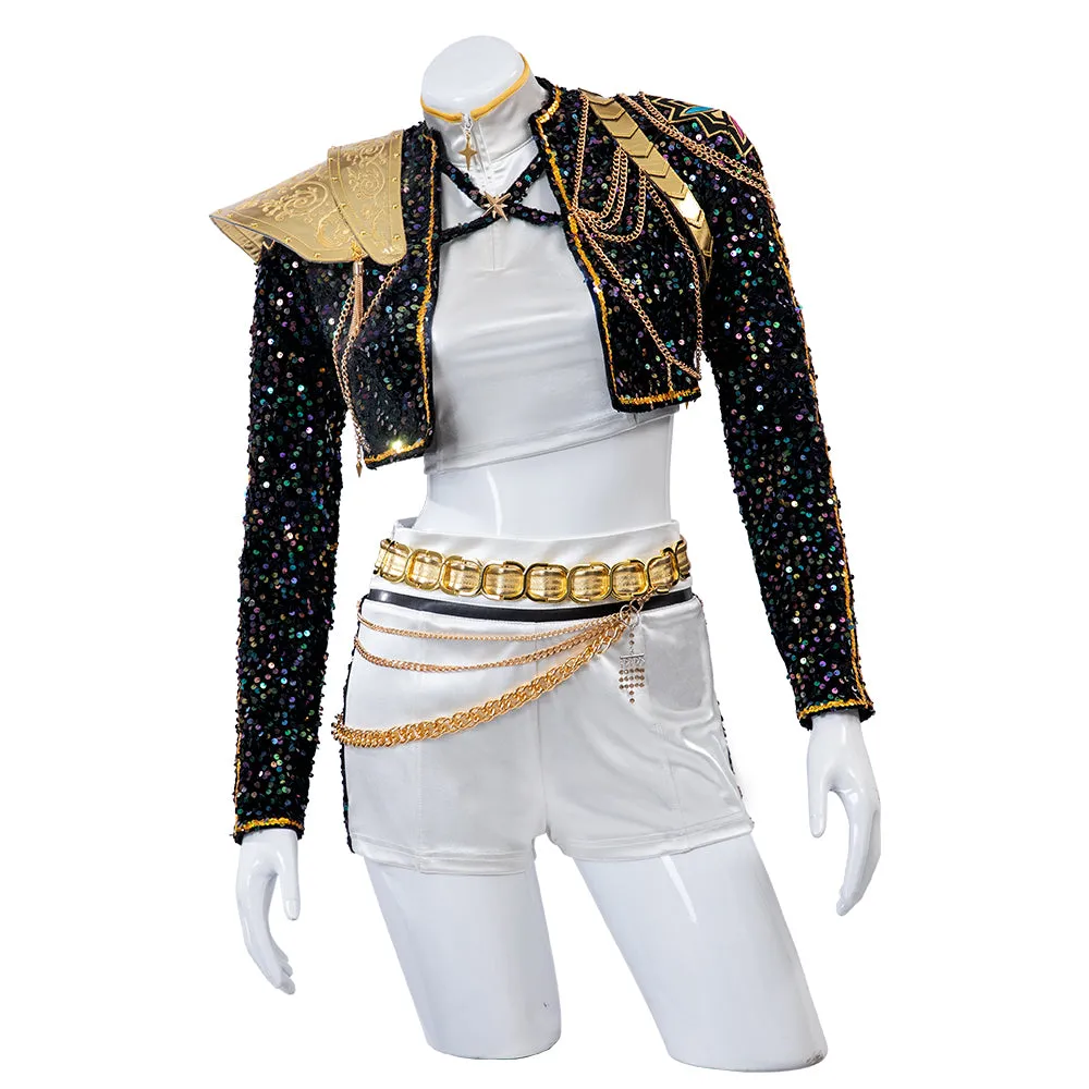 Kpop Demon Hunters Rumi Black Gold Dance Cosplay Costume Halloween Fancy Outfit ACcosplay