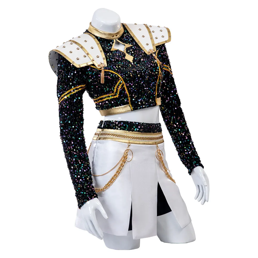 Kpop Demon Hunters Zoey Black Gold Dance Cosplay Costume Halloween Fancy Outfit ACcosplay