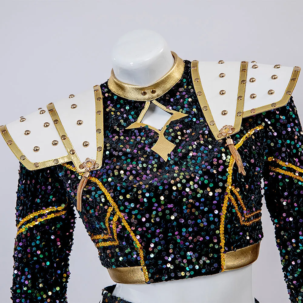 Kpop Demon Hunters Zoey Black Gold Dance Cosplay Costume Halloween Fancy Outfit ACcosplay