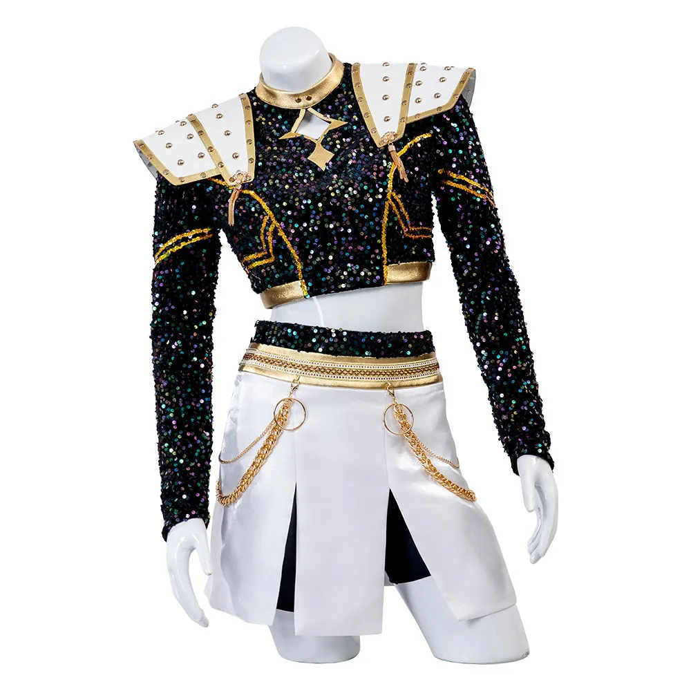 Kpop Demon Hunters Zoey Black Gold Dance Cosplay Costume Halloween Fancy Outfit ACcosplay