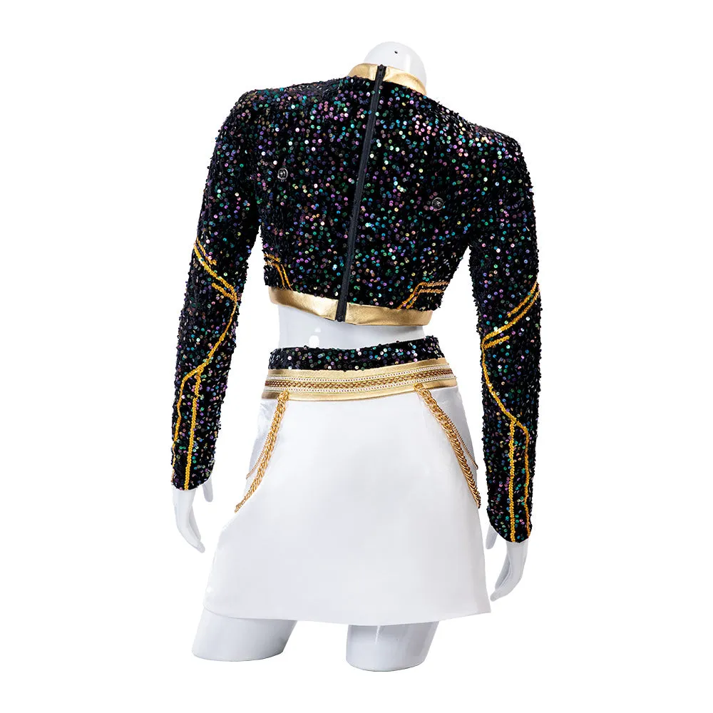 Kpop Demon Hunters Zoey Black Gold Dance Cosplay Costume Halloween Fancy Outfit ACcosplay
