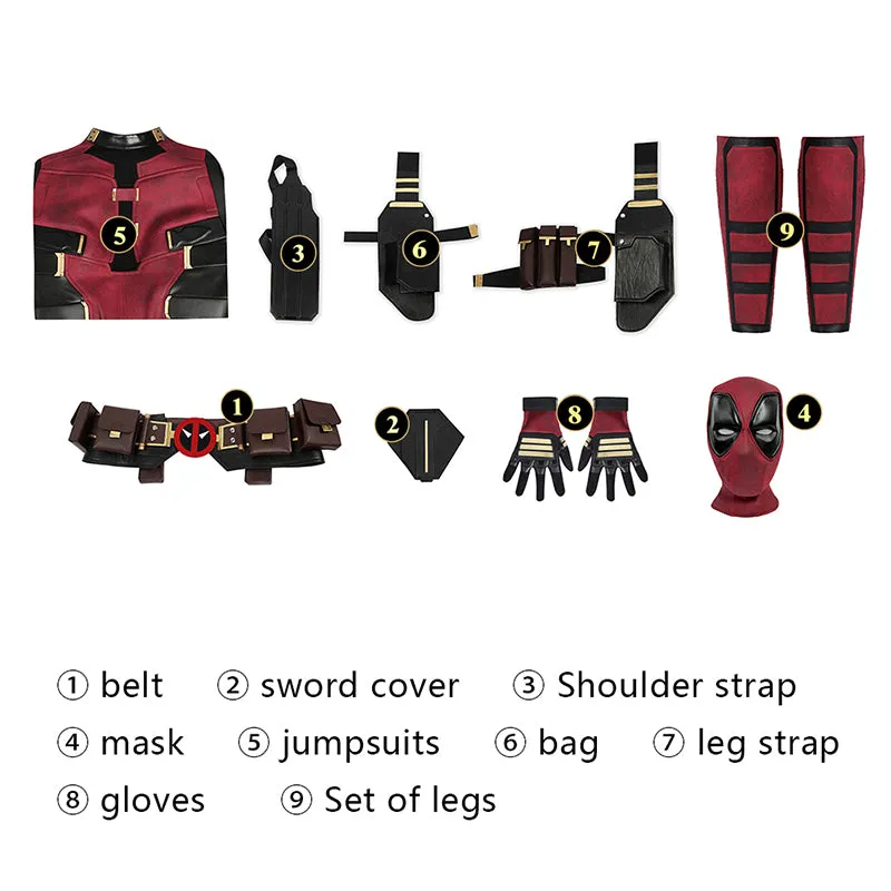 Lady Deadpool Cosplay Costume Deadpool 3 Red Suit Halloween Outfit