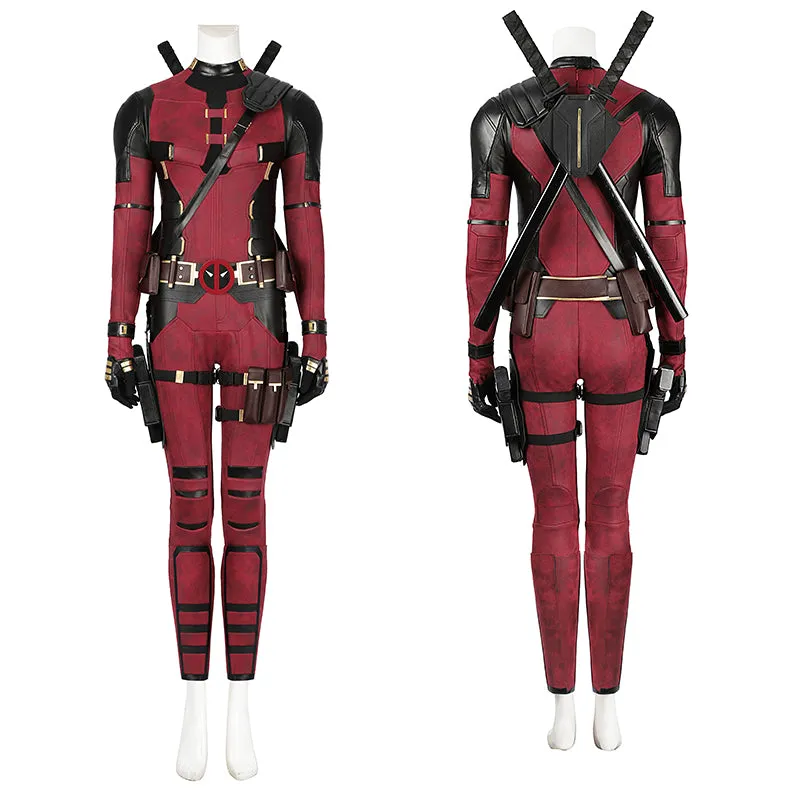 Lady Deadpool Cosplay Costume Deadpool 3 Red Suit Halloween Outfit