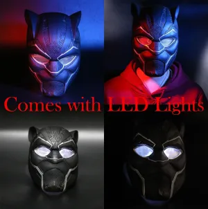 LED Black Panther Glowing Lights Mask T'Challa Cosplay Helmet Replica Prop Alt Version