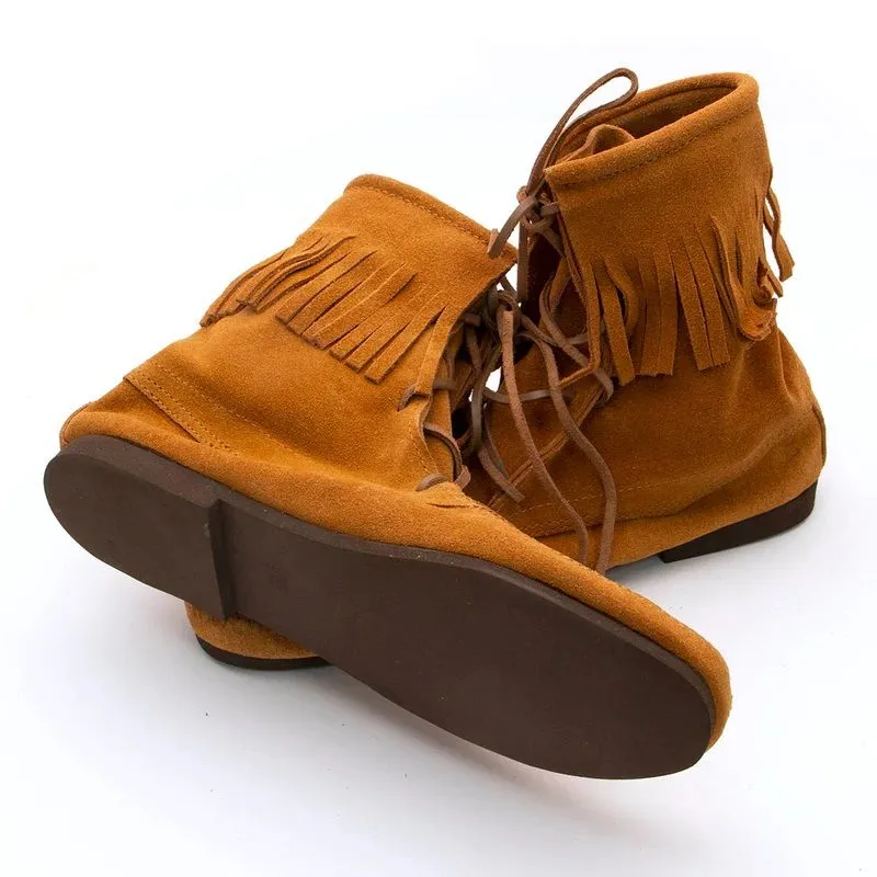 Low Suede Boots with Fringe