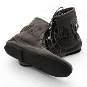 Low Suede Boots with Fringe