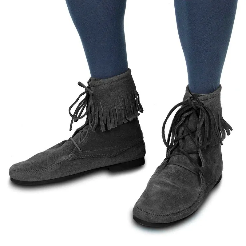 Low Suede Boots with Fringe