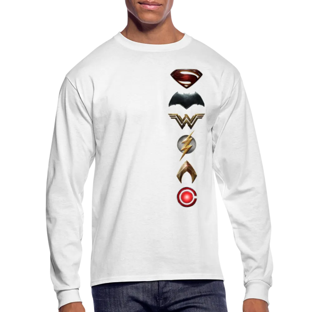 Men's Justice League Movie Long Sleeve 100% Cotton Symbol Logo Shirt Tee - 4 Colors