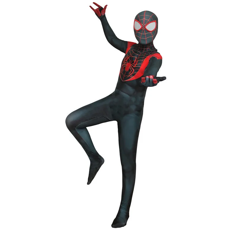 Miles Morales Costume Halloween Kids Ultimate Spider-Man Zentai Bodysuit Cosplay Suit