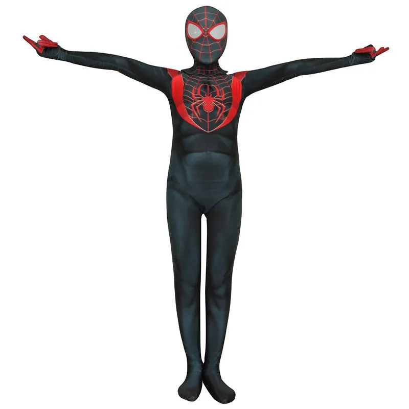 Miles Morales Costume Halloween Kids Ultimate Spider-Man Zentai Bodysuit Cosplay Suit